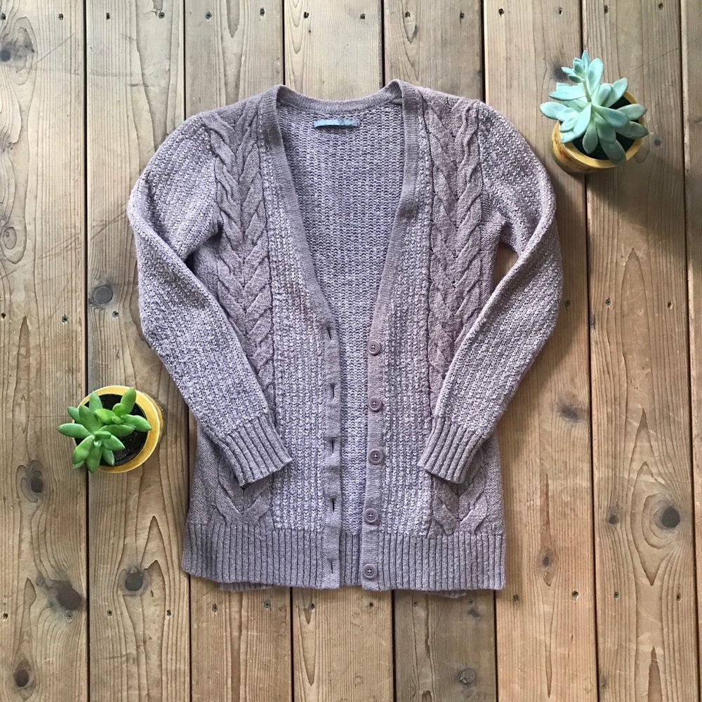 Rubbish Mauve Long Knit Cardigan